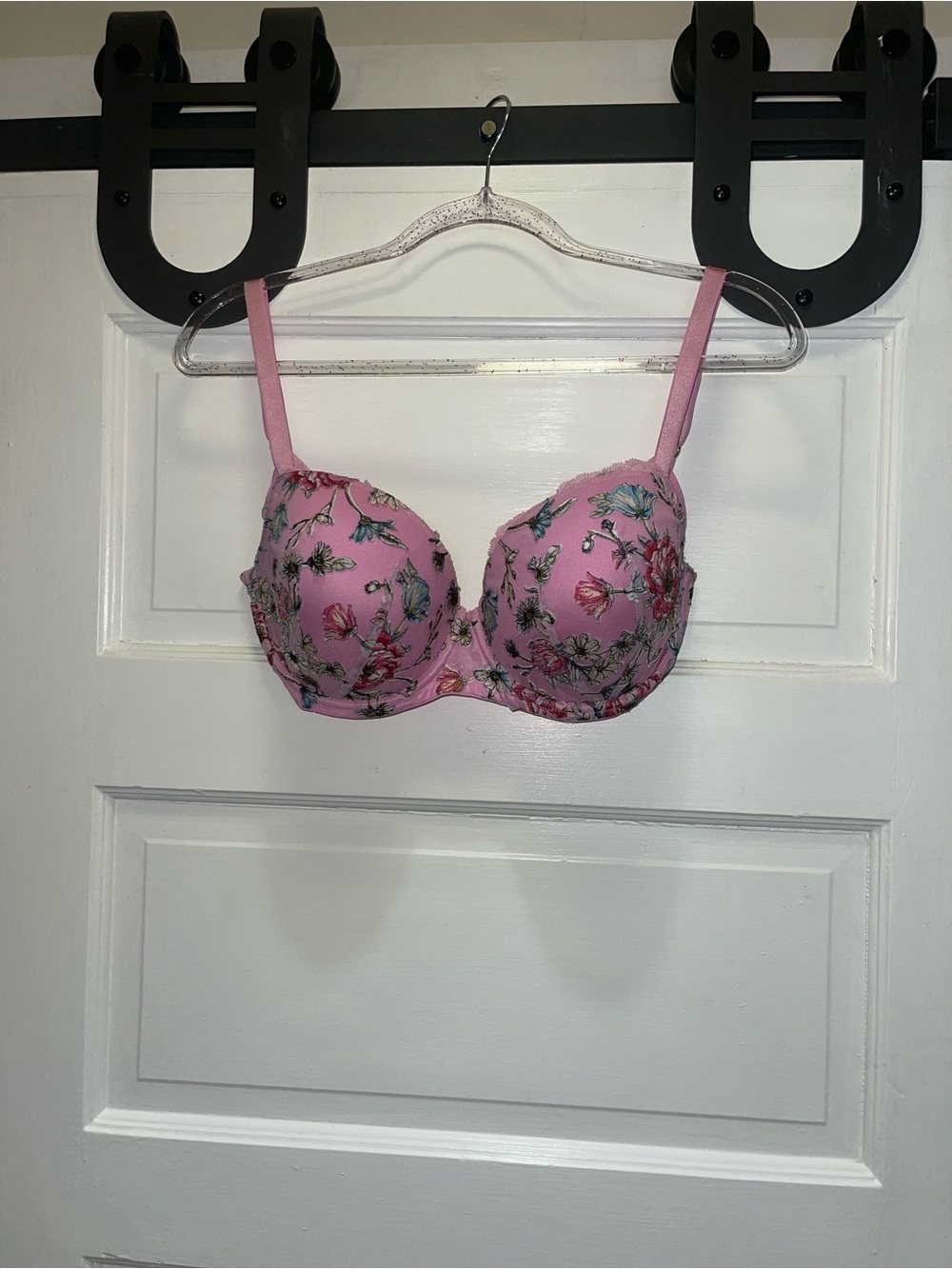 Victoria’s Secret Dream Angels Lined Demi Bra 36DD Embroidered Pink Floral